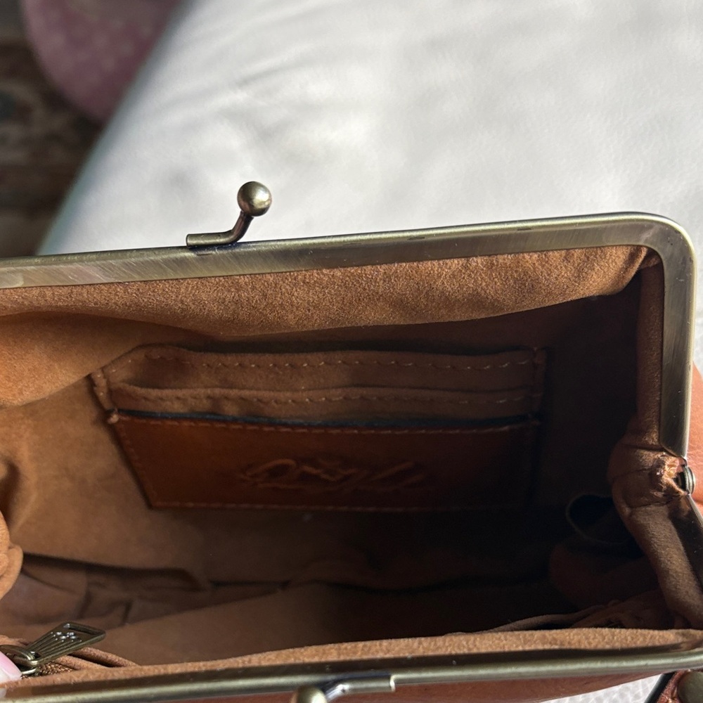 Patricia Nash Embossed Leather Kiss-Lock Clutch - Brown - Picture 5 of 7